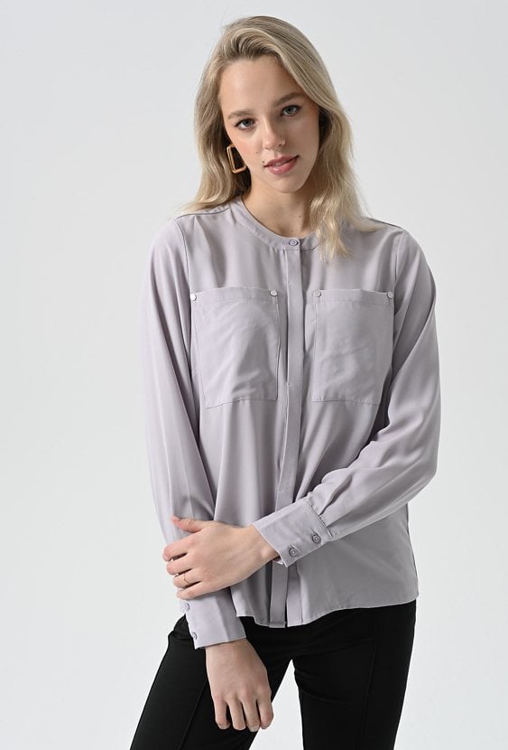 Zwiewna koszula ze stójką