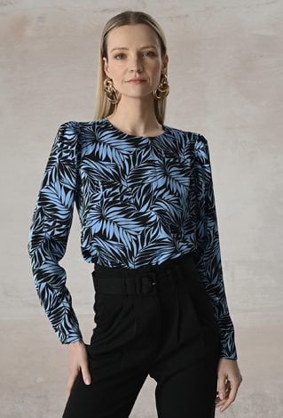 Bluzka w czarno-niebieski print