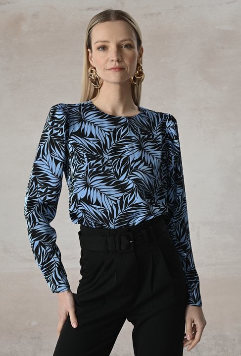Bluzka w czarno-niebieski print