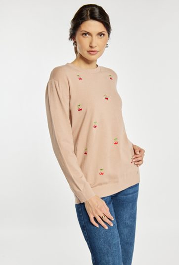 Sweter z wzorem w wisienki