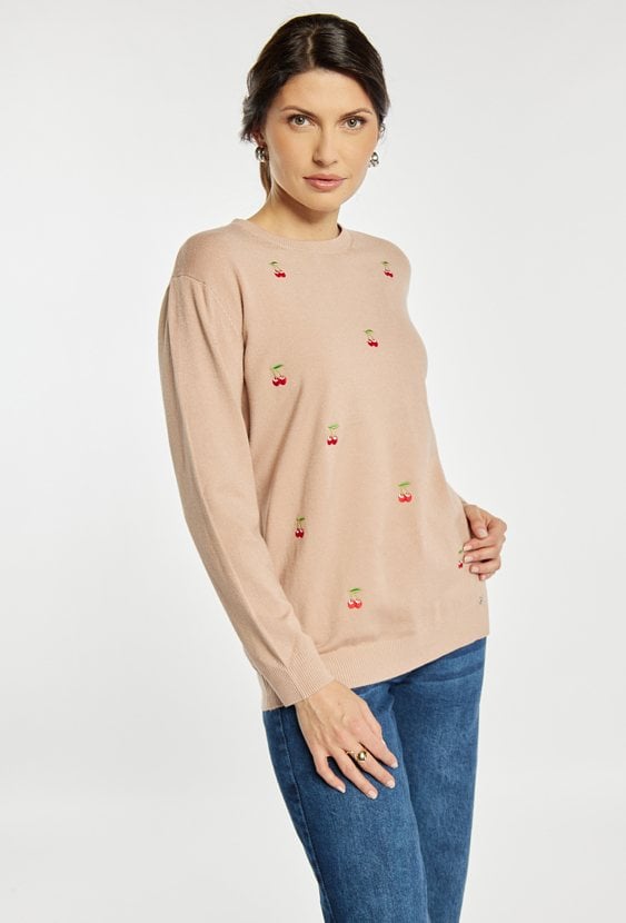 Sweter z wzorem w wisienki