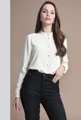 Biała koszula ze stójką