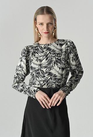 Bluzka w biało-czarny print