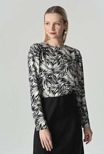 Bluzka w biało-czarny print