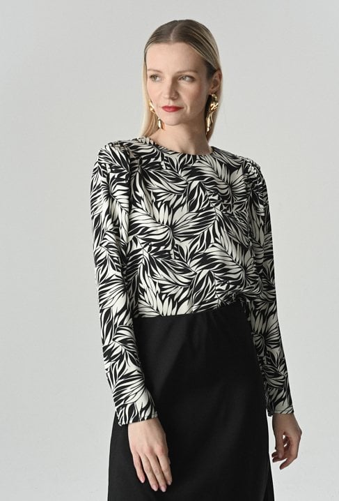 Bluzka w biało-czarny print