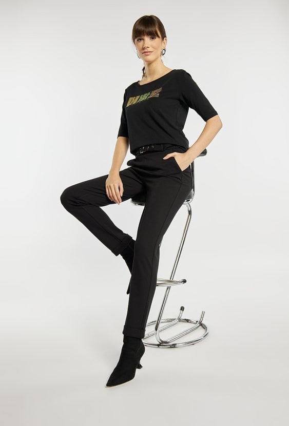 Spodnie damskie z paskiem