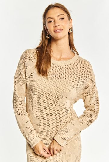 Ażurowy sweter damski