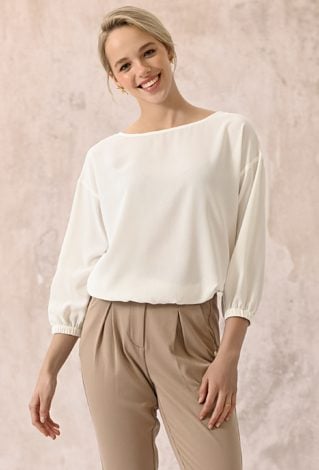 Gładka bluzka z rękawem 3/4