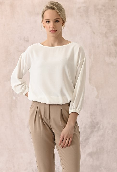 Gładka bluzka z rękawem 3/4