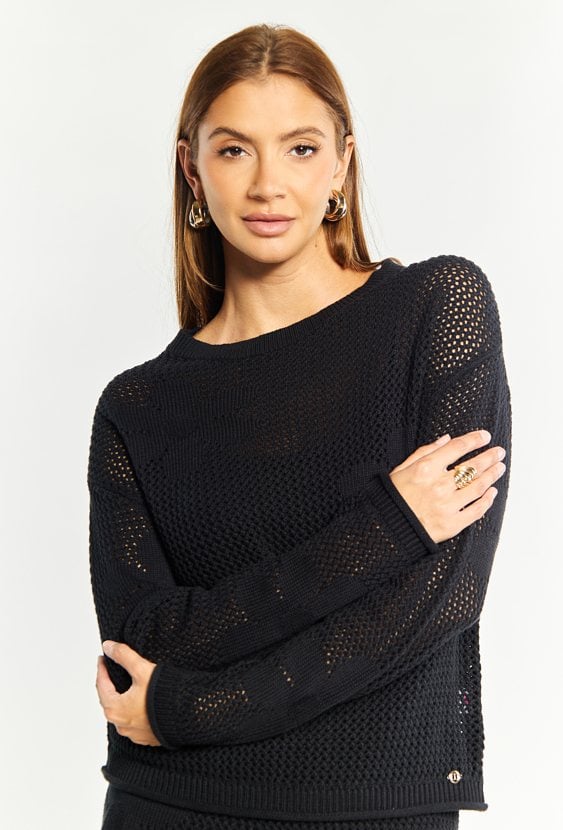 Ażurowy sweter damski