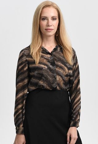 Zwiewna koszula w brązowy print