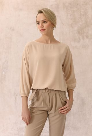 Gładka bluzka z rękawem 3/4