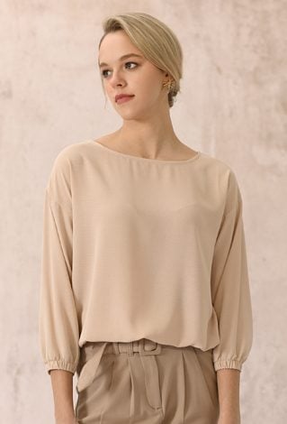 Gładka bluzka z rękawem 3/4