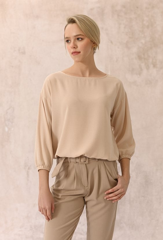 Gładka bluzka z rękawem 3/4