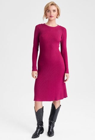 Bordowa klasyczna sukienka z wiskozy