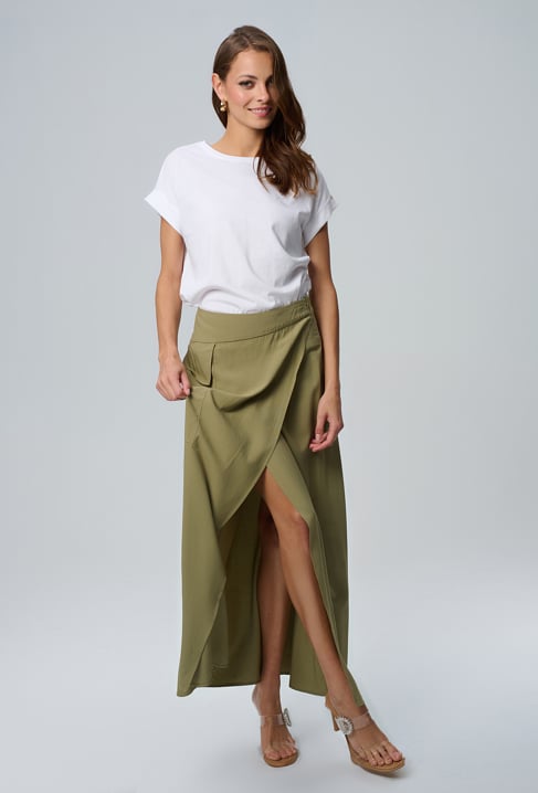 Długa spódnica z domieszką wiskozy