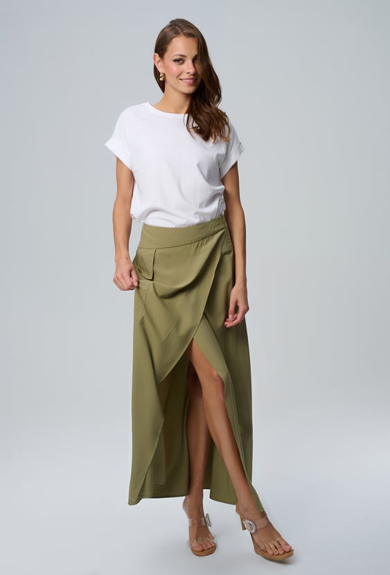 Długa spódnica z domieszką wiskozy