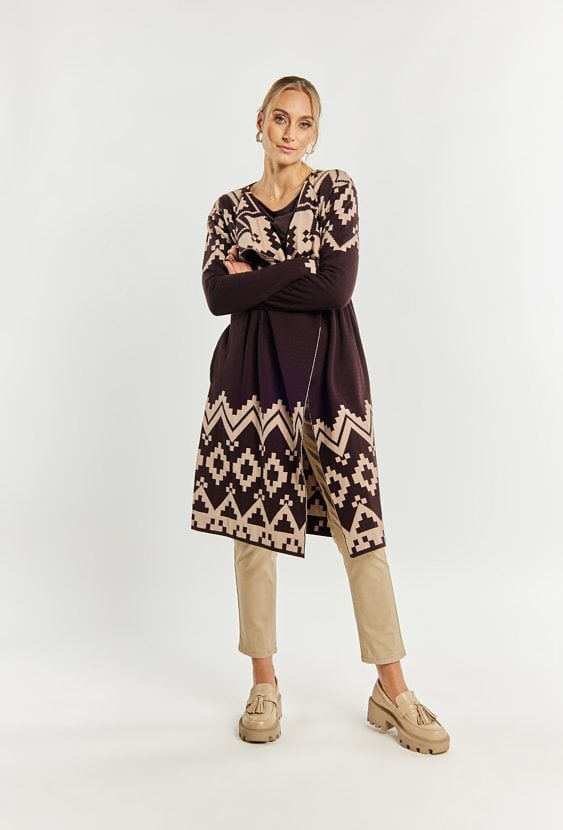 Kardigan damski z wzorem