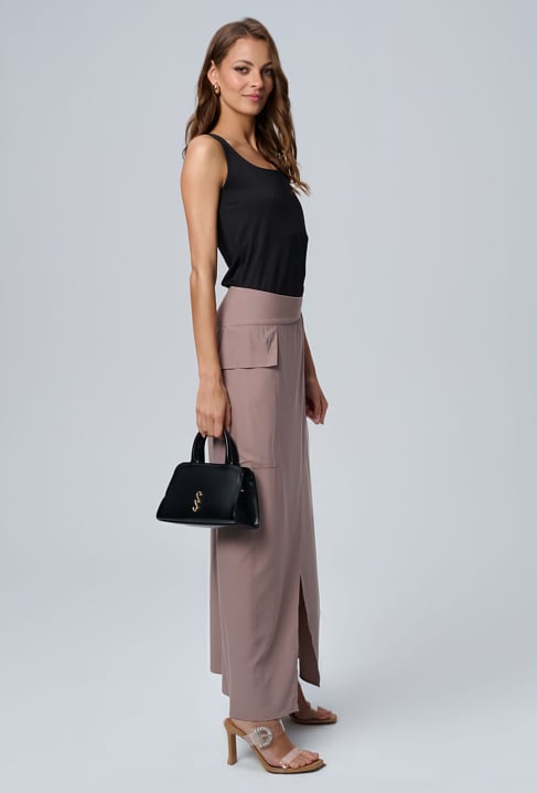 Długa spódnica z domieszką wiskozy