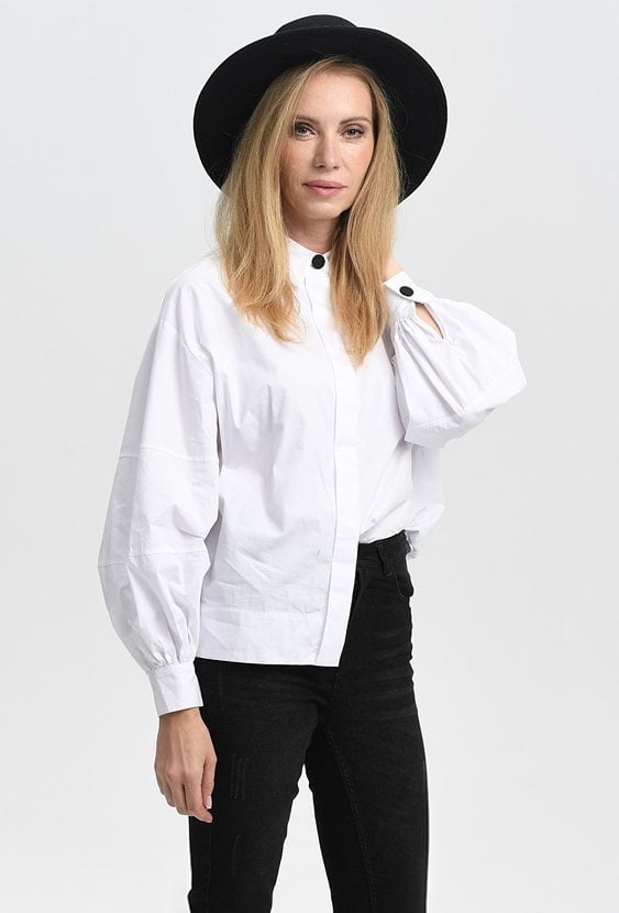 Bawełniana koszula z kontrastowymi guzikami