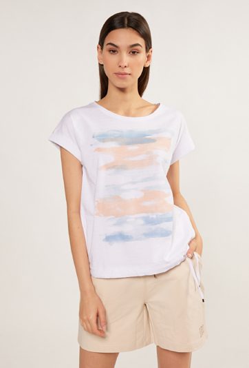 Bawełniany t-shirt z ozdobnym panelem