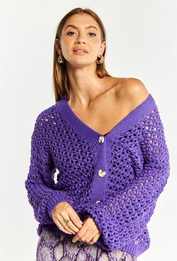 Ażurowy sweter damski