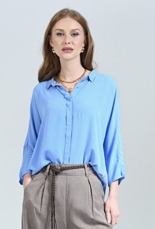 Błękitna koszula  z kołnierzem