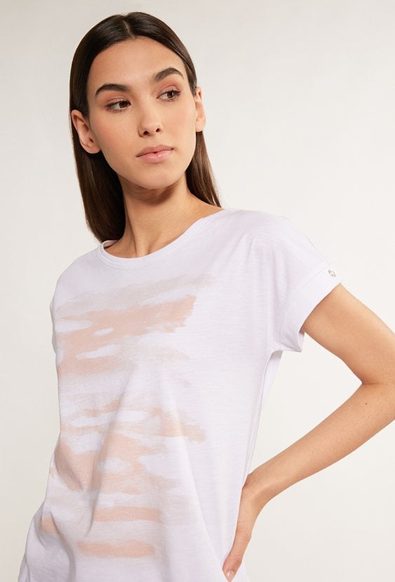 Bawełniany t-shirt z ozdobnym panelem