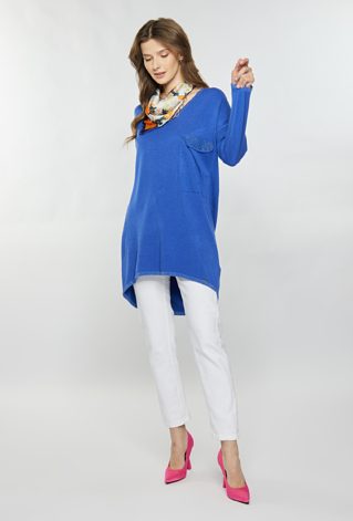 Asymetryczny sweter z kieszonką