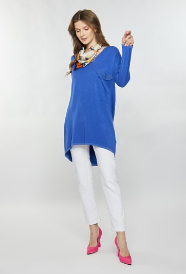Asymetryczny sweter z kieszonką
