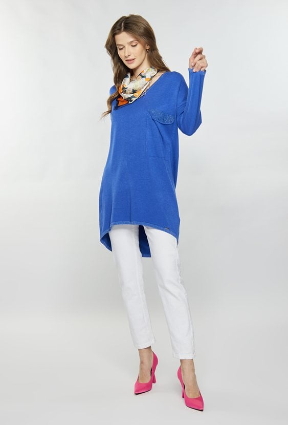 Asymetryczny sweter z kieszonką