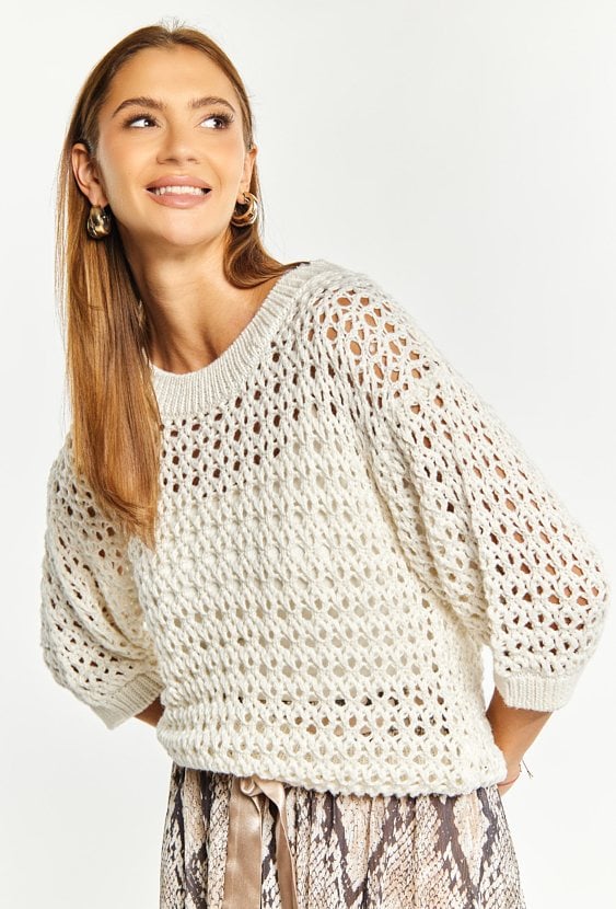 Ażurowy sweter damski