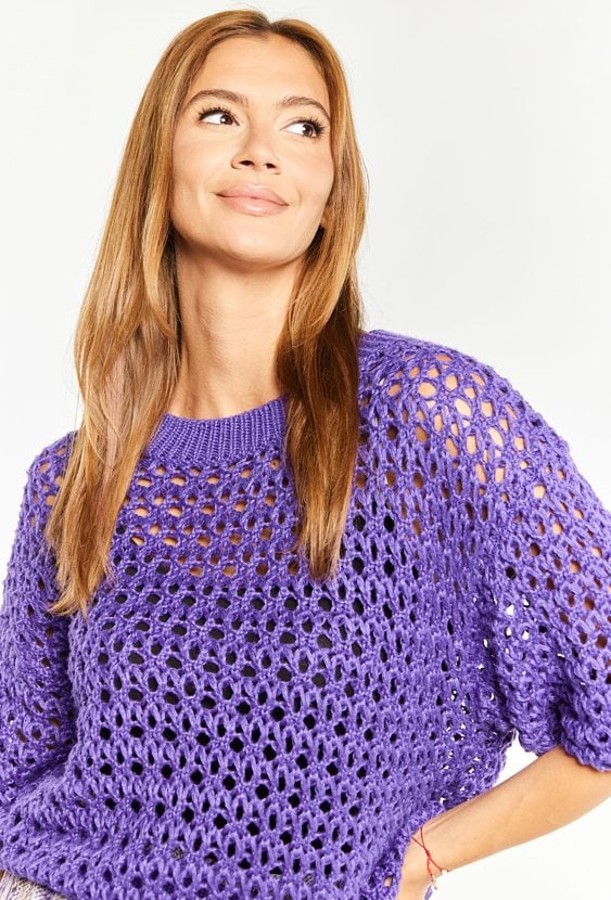 Ażurowy sweter damski