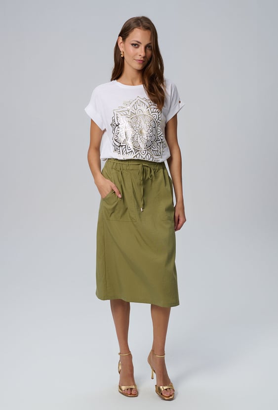 Wiskozowa spódnica z kieszeniami