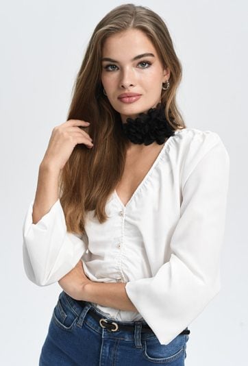 Koszula z marszczeniem i dekoltem w V-nek