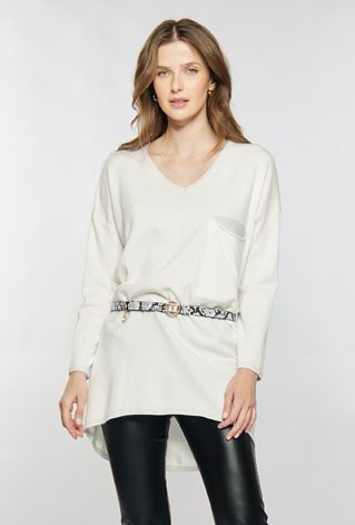 Asymetryczny sweter z kieszonką