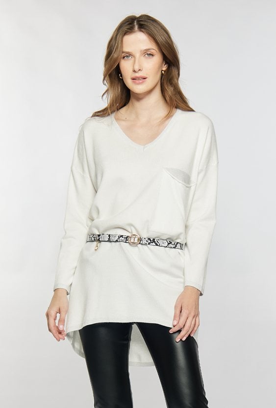 Asymetryczny sweter z kieszonką