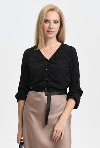 Koszula z marszczeniem i dekoltem w V-nek