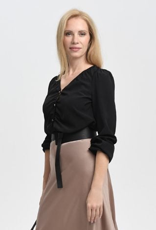 Koszula z marszczeniem i dekoltem w V-nek