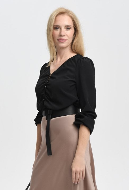 Koszula z marszczeniem i dekoltem w V-nek