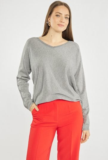 Sweter damski z połyskującym paskiem