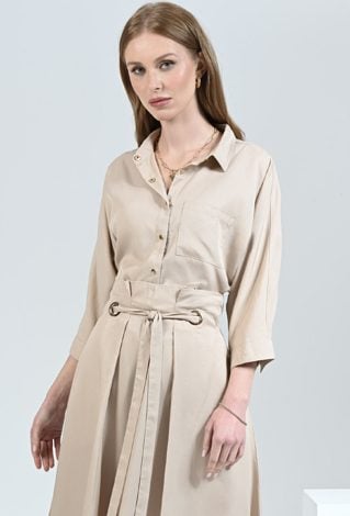 Beżowa koszula z lyocellu