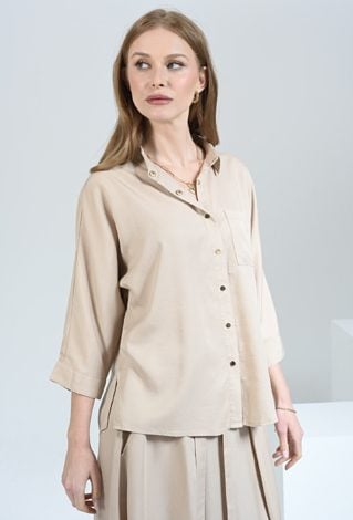 Beżowa koszula z lyocellu