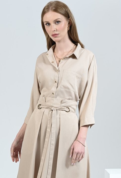 Beżowa koszula z lyocellu