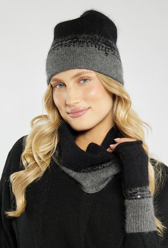 Dwukolorowy szalik z cekinami