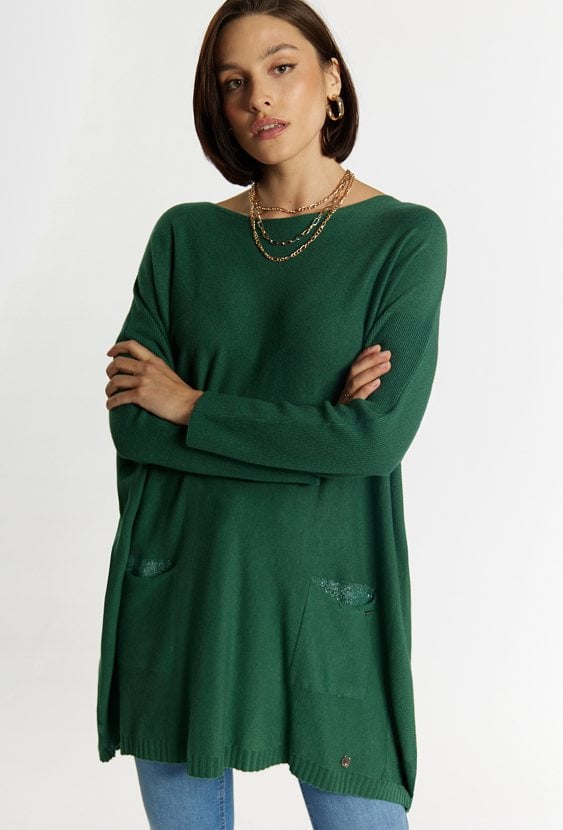 Sweter damski z kieszonkami