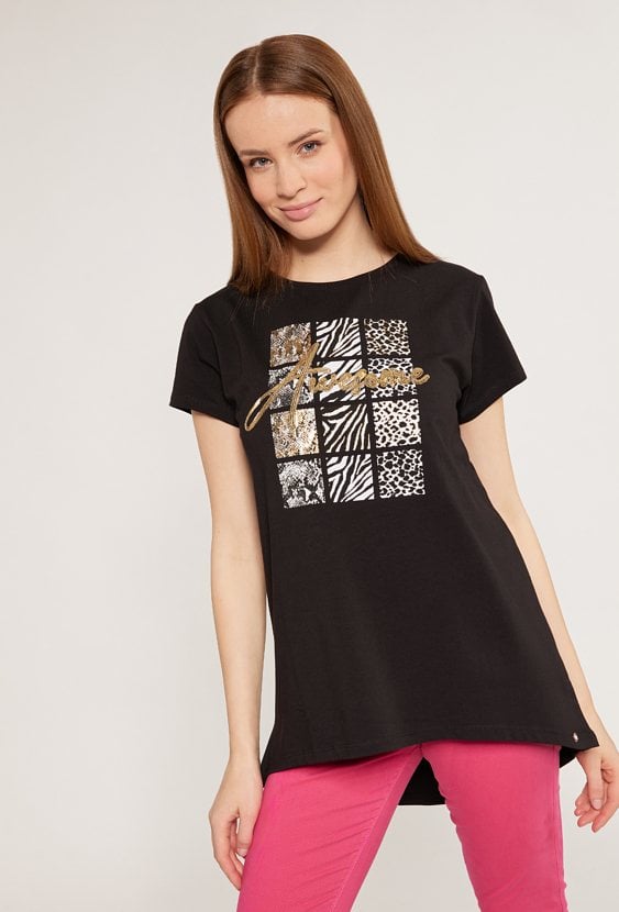 Bawełniany t-shirt o dłuższym kroju