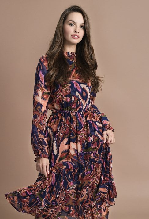 Midi sukienka z falbaną