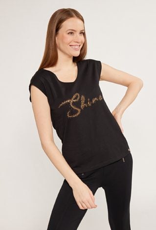 Bawełniany t-shirt z cekinowym napisem