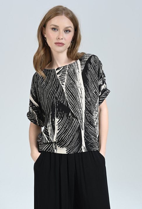 Wiskozowa bluzka w kontrastowy print